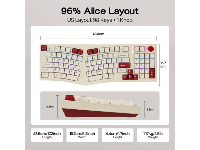 MechLands Feker Alice98 Ergonomic 98 Keys Custom Mechanical Keyboard, VIA Programmable, USB-C Wired Gaming Keyboard, Hot Swappable, 5 Layer...