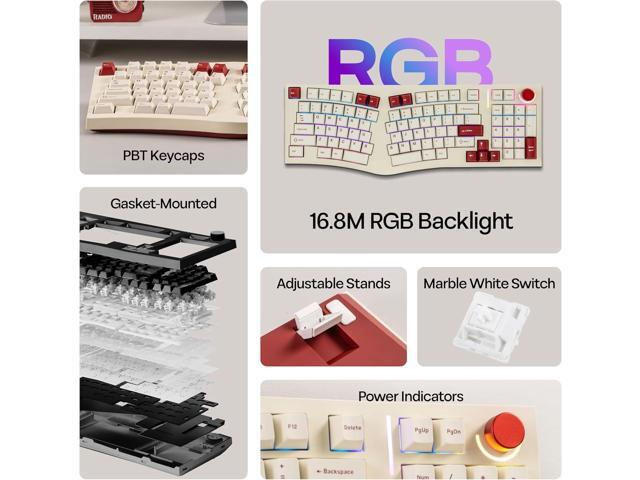 MechLands Feker Alice98 Ergonomic 98 Keys Custom Mechanical Keyboard, VIA Programmable, USB-C Wired Gaming Keyboard, Hot Swappable, 5 Layer...