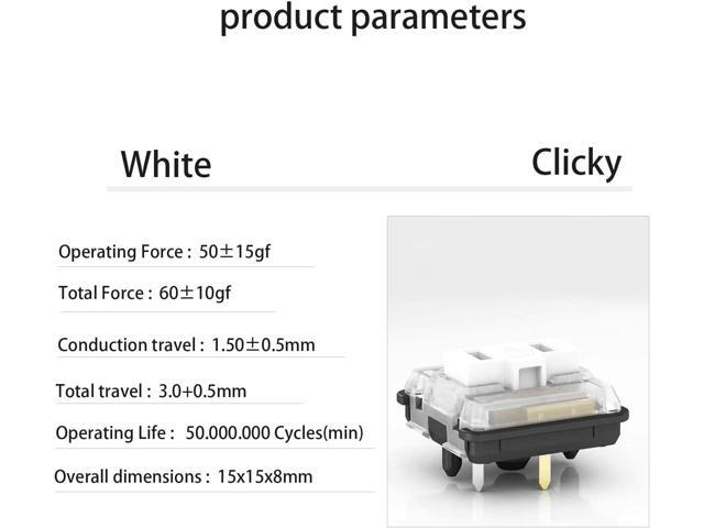 Kailh Choc Low Profile White Clicky Switch, 5-Pin 50gf 1350 Chocolate Switch,RGB SMD,for Mechanical Gaming Keyboard (Choc White 90pcs)