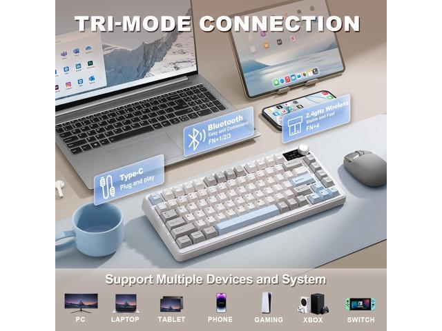 YUNZII B75 PRO MAX QMK/VIA Wireless Mechanical Keyboard,75% Layout with Screen and Knob,Custom Hot Swap Gasket,Creamy Pre-lubed...