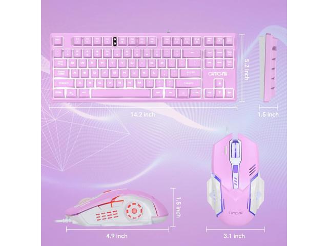 CHONCHOW LED Keyboard and Mouse Combo,Wired 87 Key Mechanical Feel Anti-ghosting Backlight Keyboard with Multimedia Keys for Windows, Mac...