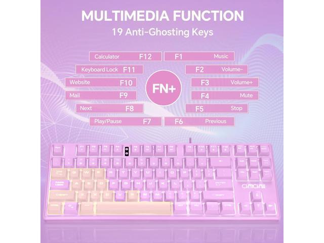 CHONCHOW LED Keyboard and Mouse Combo,Wired 87 Key Mechanical Feel Anti-ghosting Backlight Keyboard with Multimedia Keys for Windows, Mac...