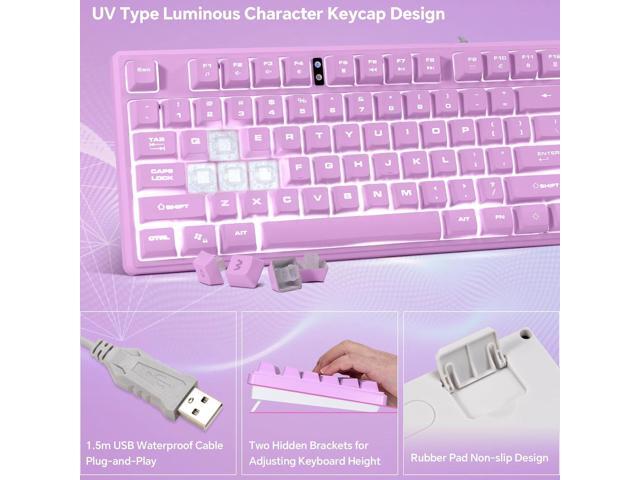 CHONCHOW LED Keyboard and Mouse Combo,Wired 87 Key Mechanical Feel Anti-ghosting Backlight Keyboard with Multimedia Keys for Windows, Mac...