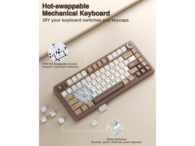 AULA F75 75% Wireless Mechanical Keyboard, Hot Swappable Creamy Keyboard, Pre-lubed Linear Switches, 2.4GHz/Type-C/BT5.0, RGB Backlit Gaming...