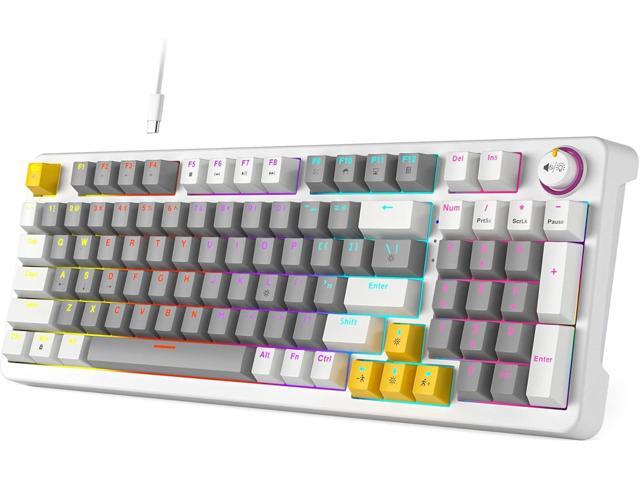 AK96 Smart Mechanical Keyboard Gaming, 96 Keys Full Size with LED Colorful Backlit, Clicky Creamy Sounding, USB Wired Computer Keyboard with Volume...