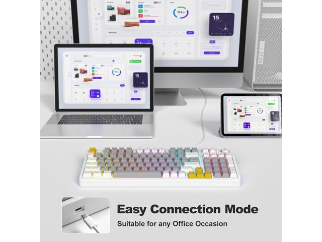 AK96 Smart Mechanical Keyboard Gaming, 96 Keys Full Size with LED Colorful Backlit, Clicky Creamy Sounding, USB Wired Computer Keyboard with Volume...