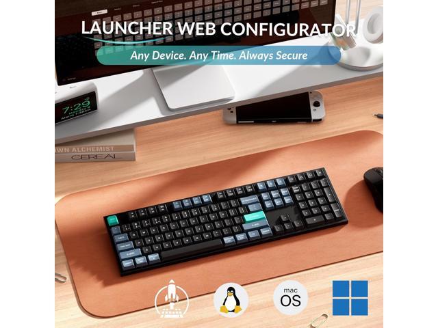 Keychron B36 2.4 GHz Wireless Bluetooth Keyboard Silent Typing 100% Full-Size Layout Launcher Support with Numeric Keypad Ergonomic Angle...