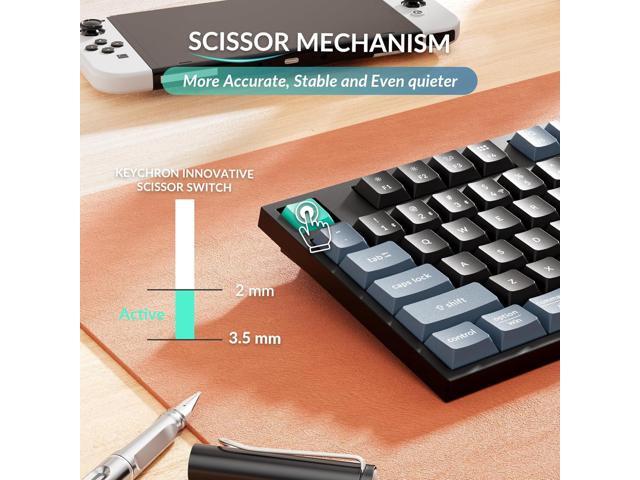 Keychron B36 2.4 GHz Wireless Bluetooth Keyboard Silent Typing 100% Full-Size Layout Launcher Support with Numeric Keypad Ergonomic Angle...