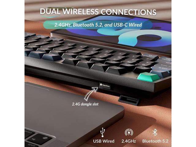 Keychron B36 2.4 GHz Wireless Bluetooth Keyboard Silent Typing 100% Full-Size Layout Launcher Support with Numeric Keypad Ergonomic Angle...