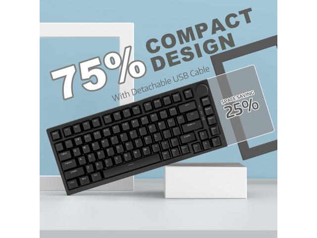 ATTACK SHARK Ajazz AK820 Mechanical Keyboard with CNC Knob Control,75% Gasket Mount Keyboard and Detachable USB Wired Gaming Keyboard for...