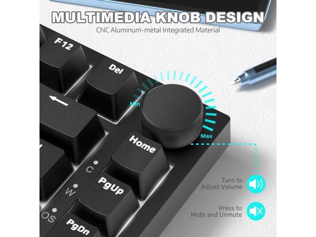 ATTACK SHARK Ajazz AK820 Mechanical Keyboard with CNC Knob Control,75% Gasket Mount Keyboard and Detachable USB Wired Gaming Keyboard for...