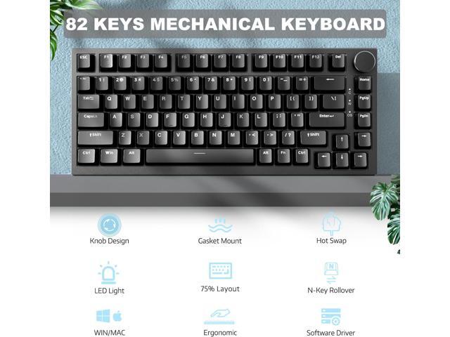 ATTACK SHARK Ajazz AK820 Mechanical Keyboard with CNC Knob Control,75% Gasket Mount Keyboard and Detachable USB Wired Gaming Keyboard for...