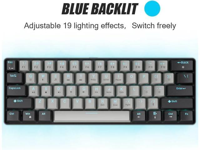 abucow 60% Mechanical Gaming Keyboard Blue Switch Wired Compact Keyboard Anti-Ghosting No-Conflict 61 Swappable keycaps Ergonomic Design for...