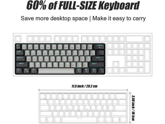 abucow 60% Mechanical Gaming Keyboard Blue Switch Wired Compact Keyboard Anti-Ghosting No-Conflict 61 Swappable keycaps Ergonomic Design for...