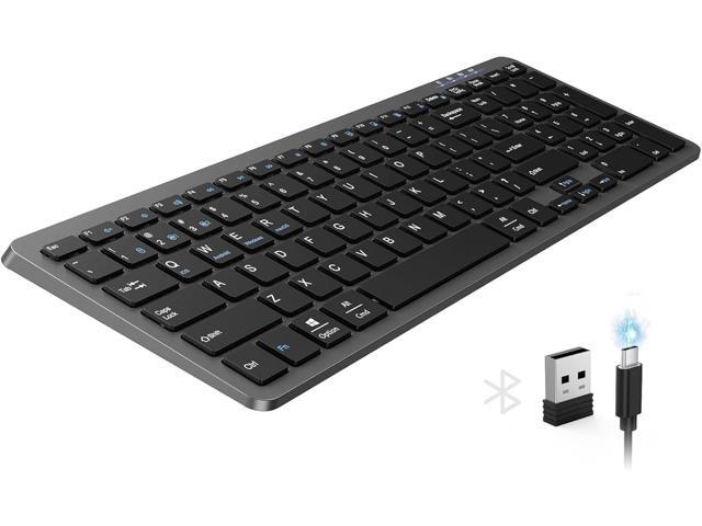 TECKNET Rechargeable Bluetooth Slim Wireless Keyboards - USB+BT Compact Keyboard with Number Pad, Multi Devices Easy Switch, Low Profile Flat...
