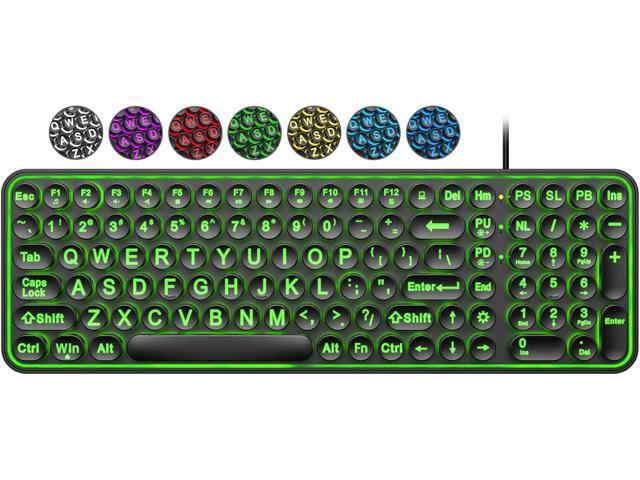 EDJO Large Print Backlit Keyboard, USB Wired Lighted Computer Keyboard with 7-Colors Backlight, Light Up Keyboard with Oversized Letter Key Easy to...
