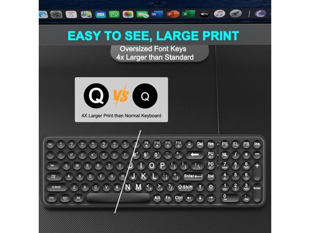 EDJO Large Print Backlit Keyboard, USB Wired Lighted Computer Keyboard with 7-Colors Backlight, Light Up Keyboard with Oversized Letter Key Easy to...