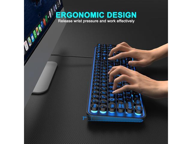 EDJO Large Print Backlit Keyboard, USB Wired Lighted Computer Keyboard with 7-Colors Backlight, Light Up Keyboard with Oversized Letter Key Easy to...