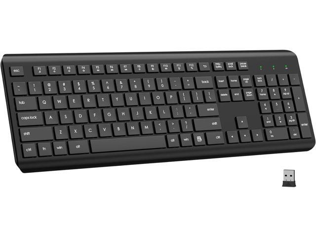 EDJO Wireless Keyboard, 2.4G Full-Sized Cordless USB Silent Computer Keyboard, Ergonomic Tilt Angle, Sleep Mode, Long Battery Life, for Windows,...
