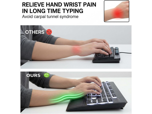 Large Print Keyboard for Seniors,Visually Impaired-High Contrast Black Keys,White Backlit with Cover,Wired USB 104 Full Size-Easy to Read Big...