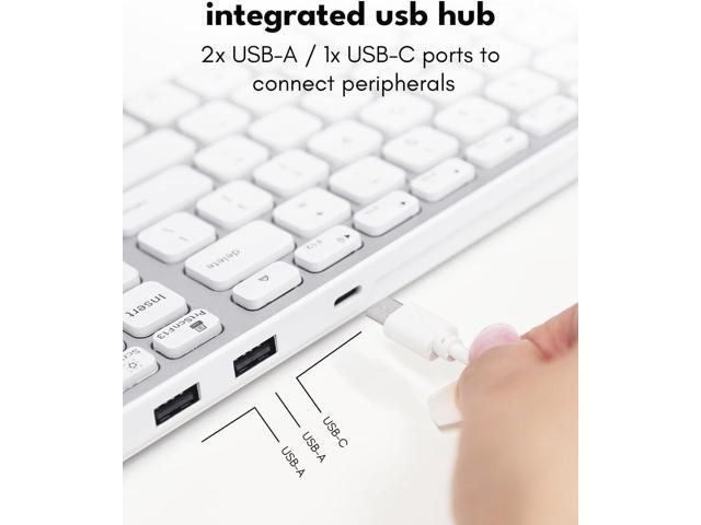 Macally Wired Keyboard for Mac with USB Hub (2X USB-A / 1x USB-C) - Compatible Backlit Apple Keyboard with Dual Interface - Auto OS Detection for...
