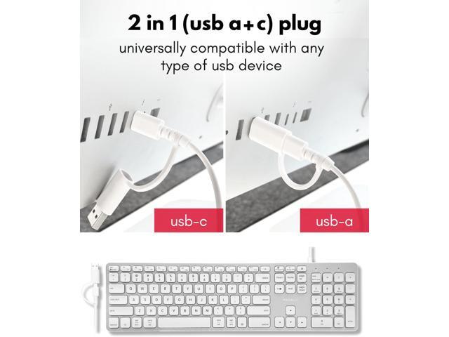 Macally Wired Keyboard for Mac with USB Hub (2X USB-A / 1x USB-C) - Compatible Backlit Apple Keyboard with Dual Interface - Auto OS Detection for...