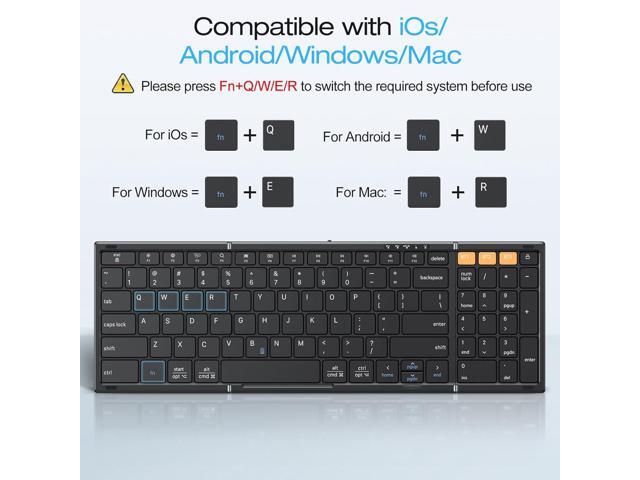 OMOTON Foldable Bluetooth Keyboard Supports Up to 3 Devices, Rechargeable Wireless for iPad iOS Android Tablet MacOS Windows Laptop PC, Full Size...