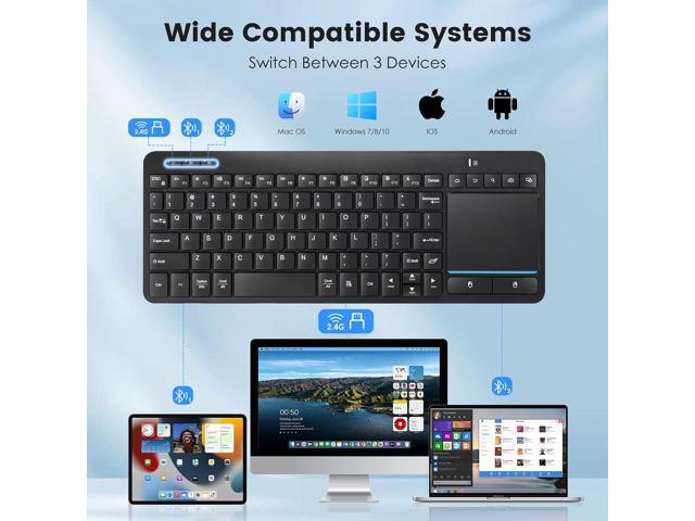 Multi-Device Wireless Bluetooth Keyboard with Touchpad-Wireless Keyboard with Multi-Touch Big Size Trackpad,Support 3 Devices for PC,Windows,...