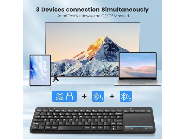 Multi-Device Wireless Bluetooth Keyboard with Touchpad-Wireless Keyboard with Multi-Touch Big Size Trackpad,Support 3 Devices for PC,Windows,...