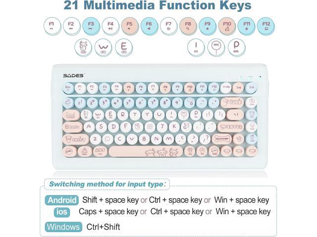 Wireless Bluetooth Keyboard for iPads Tablet Mac PC Laptop Desktop Smart Phone,Cute Typewriter Style Computer Keyboard with Round Raised...