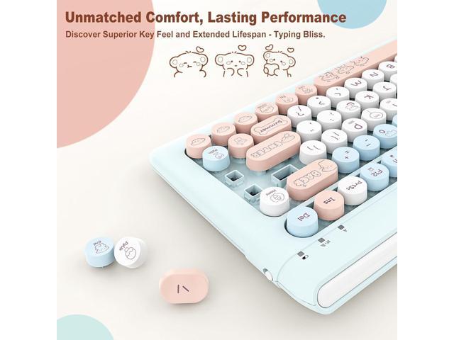 Wireless Bluetooth Keyboard for iPads Tablet Mac PC Laptop Desktop Smart Phone,Cute Typewriter Style Computer Keyboard with Round Raised...