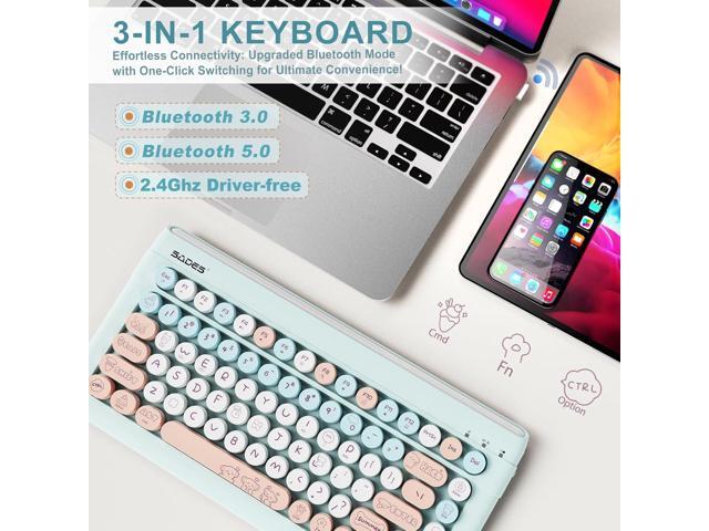 Wireless Bluetooth Keyboard for iPads Tablet Mac PC Laptop Desktop Smart Phone,Cute Typewriter Style Computer Keyboard with Round Raised...