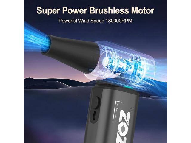 Compressed Air Duster, 180000RPM Powerful Cordless Electric Air Duster with Brushless Motor and LED Light, Rechargeable Stepless Speed Regulation...