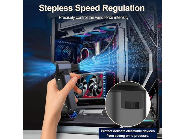 Compressed Air Duster, 180000RPM Powerful Cordless Electric Air Duster with Brushless Motor and LED Light, Rechargeable Stepless Speed Regulation...