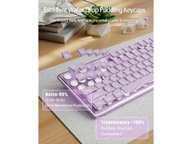 EWEADN GX710S Backlit Computer Keyboards, Wired USB Keyboard with White Backlit, Metal Panel, Plug and Play, Pudding Keycaps Full Size Quite...