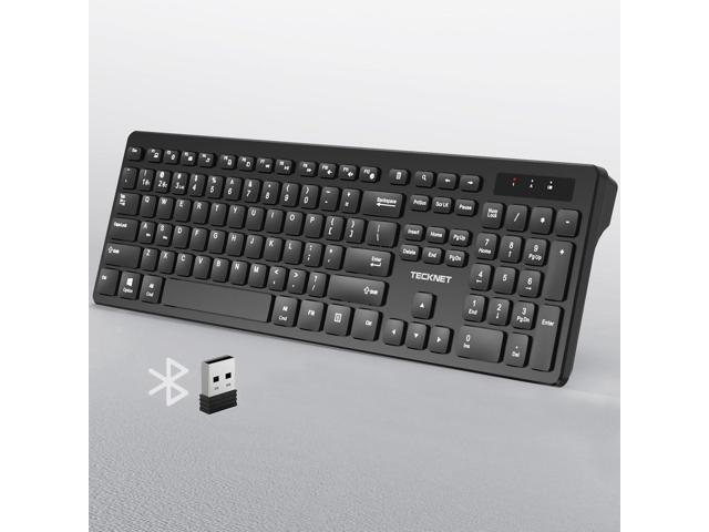 TECKNET Wireless Keyboards 2.4G+Bluetooth for 3 Devices - Computer Keyboards for Win/Mac, Full Size PC Keyboard with Number Pad, Multi Device for...