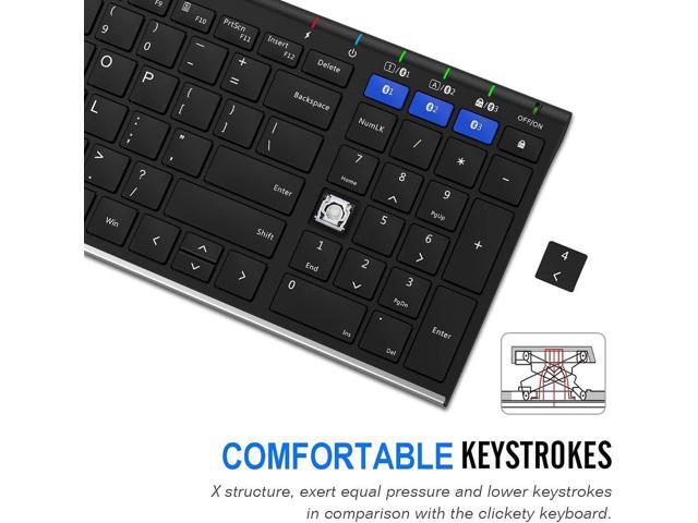 Arteck HB193 Universal Bluetooth Keyboard Multi-Device Stainless Steel Full Size Wireless Keyboard for Windows, iOS, Android, Computer Desktop...