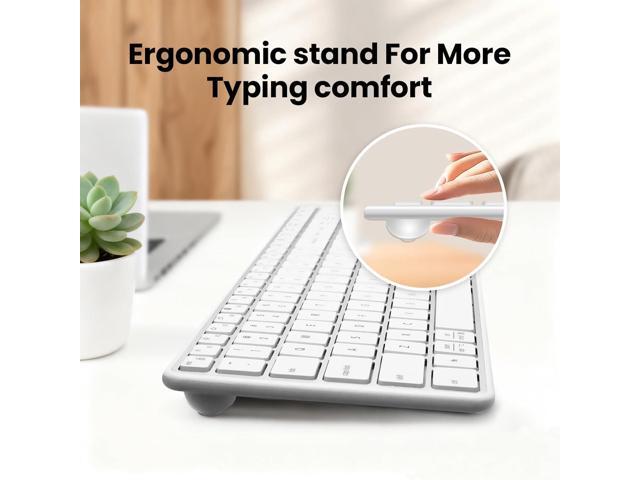 Wireless Bluetooth Keyboard Stainless Steel Multi-Device Full Size Keyboard with Numeric Keypad Low Profile Silent Cordless Keyboards Quiet Typing...