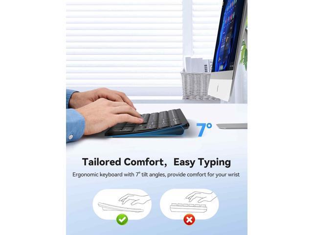TECKNET Bluetooth Wireless Rechargeable Keyboard, Multi Device Free Switching (BT5.0+2.4G+Wired), Quiet Typing, Ultra-Slim Full Size with Numpad...