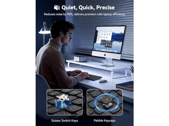 TECKNET Bluetooth Wireless Rechargeable Keyboard, Multi Device Free Switching (BT5.0+2.4G+Wired), Quiet Typing, Ultra-Slim Full Size with Numpad...