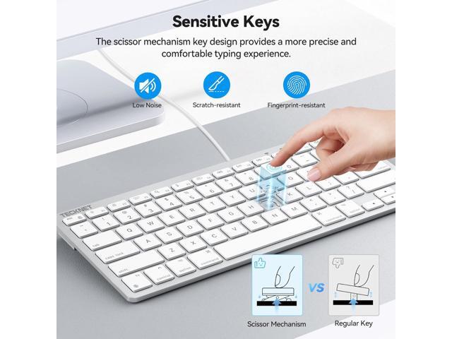 TECKNET Wired Keyboard for MacOS Devices with Dual Interface, Slim Mac Keyboard, Comfortable Ergonomic Typing Angle & Stable Connection for...