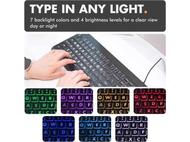 X9 Large Print Backlit Computer Keyboard - Easy to See Big Letters - Lighted USB Wired Keyboard with 7-Colors Backlight LED, Full Size Oversized...