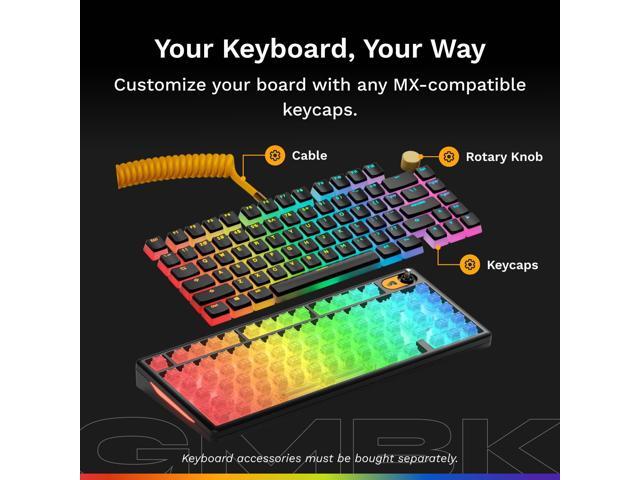 GLORIOUS Gaming Keyboard GMBK 75% - Swappable MX Compatible keycaps, Detachable USB Cable, IP57 Water and dust Resistant, 10 Zone RGB Lighting,...