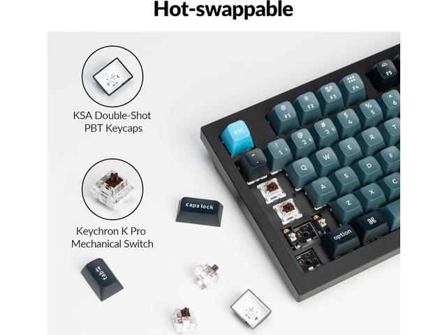 Keychron Q5 Pro Wireless QMK/VIA Mechanical Keyboard, 96% Layout Programmable Knob Full Aluminum Double-Gasket Design, Hot-swappable K Pro Brown...