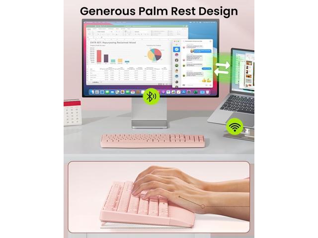 seenda Bluetooth Wireless Keyboard, Wireless Ergonomic Keyboard with Wrist Rest, Multi-Device Bluetooth Keyboard with Number Pad, Full-Size...