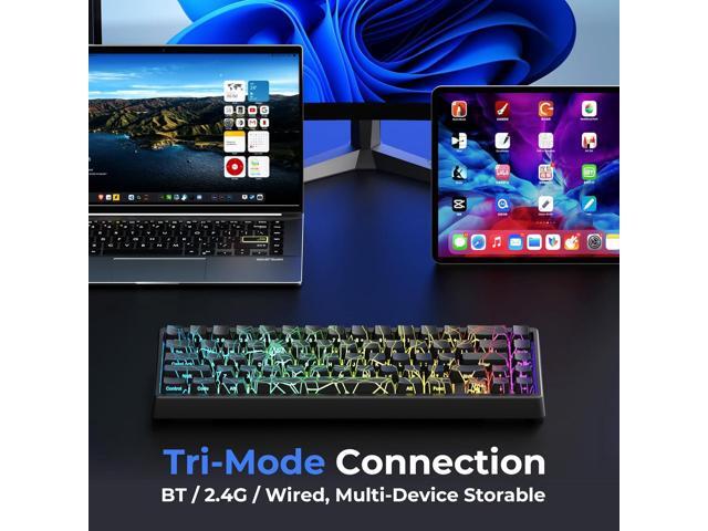 HITIME x XVX M67 60% Percent Keyboard Wireless, QMK/VIA Black Spider Web Gaming Keyboard, Tri-Mode Thocky Creamy Mechanical Key Board, Hot...
