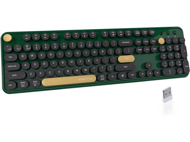 UBOTIE Dual Mode Colorful Wireless Keyboard, Bluetooth and USB Receiver Retro Typewriter Round Keycaps Keyboard Support Multi Devices for PC Laptop...