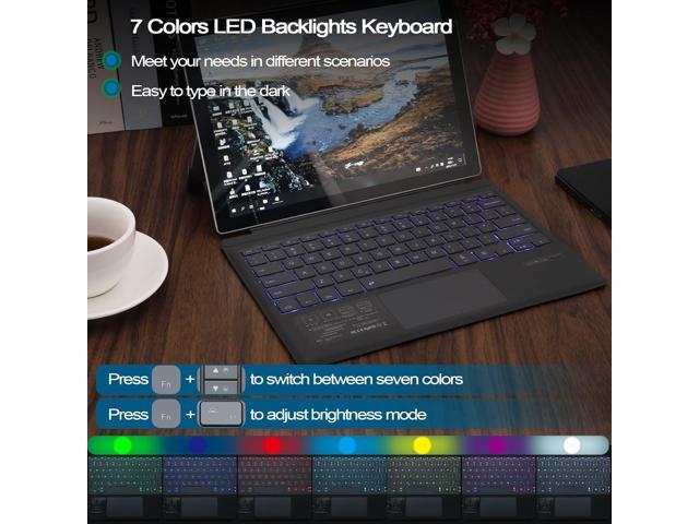 Surface Pro 7 Keyboard, Bluetooth Keyboard for Microsoft Surface Pro 7 Plus/ 7/6/ 5/4 /3, Multi-Gesture Touchpad, 7 Color Backlight, Magnetic...