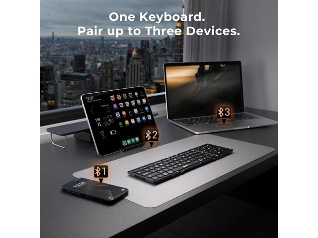 iClever Foldable Bluetooth Keyboard, BK18 Portable Keyboard with Touchpad and Number Pad, Rechargrable Folding Wireless Travel Keypad Compatible...