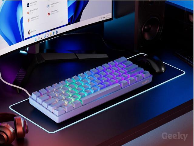 Geeky GK61 60% Hot Swappable Mechanical Gaming Keyboard 61 Keys Multi Color RGB LED Backlit for PC/Mac Gamer ANSI US American Layout (Blue,...